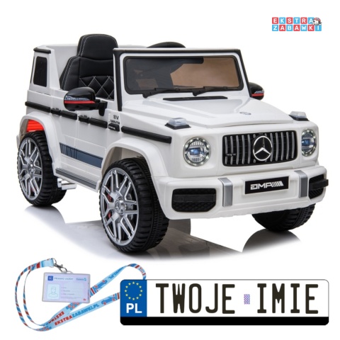 Biały Mercedes G63 BBH-0003 na akumulator - 2x45W 12V/7Ah, EVA, LED, panel muzyczny, pilot [17148]