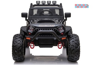 Czarny lakierowany Jeep JC666 na akumulator - 2x200W 24V/7Ah, EVA, pilot, LED, Bluetooth, automatyczny hamulec [6516]