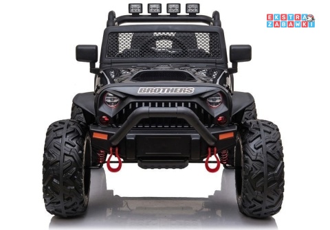 Czarny lakierowany Jeep JC666 na akumulator - 2x200W 24V/7Ah, EVA, pilot, LED, Bluetooth, automatyczny hamulec [6516]