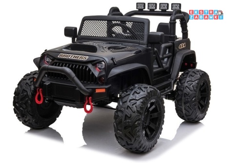 Czarny lakierowany Jeep JC666 na akumulator - 2x200W 24V/7Ah, EVA, pilot, LED, Bluetooth, automatyczny hamulec [6516]