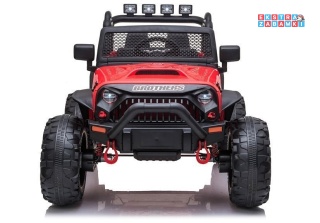 Czerwony Jeep JC666 na akumulator - 2x200W 24V/7Ah, EVA, pilot, LED, Bluetooth, automatyczny hamulec [6512]
