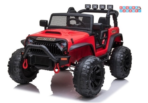 Czerwony Jeep JC666 na akumulator - 2x200W 24V/7Ah, EVA, pilot, LED, Bluetooth, automatyczny hamulec [6512]