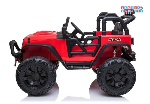 Czerwony Jeep JC666 na akumulator - 2x200W 24V/7Ah, EVA, pilot, LED, Bluetooth, automatyczny hamulec [6512]