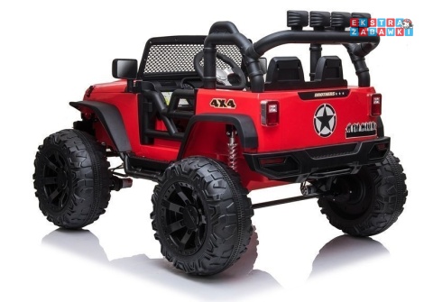 Czerwony Jeep JC666 na akumulator - 2x200W 24V/7Ah, EVA, pilot, LED, Bluetooth, automatyczny hamulec [6512]