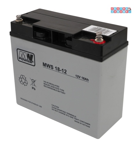 Akumulator kwasowo-ołowiowy 12V/18Ah 18x7.5x16.5 cm do pojazdów elektrycznych dla dzieci
