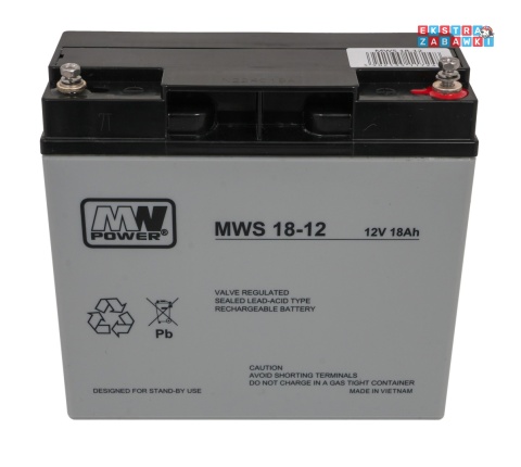 Akumulator kwasowo-ołowiowy 12V/18Ah 18x7.5x16.5 cm do pojazdów elektrycznych dla dzieci