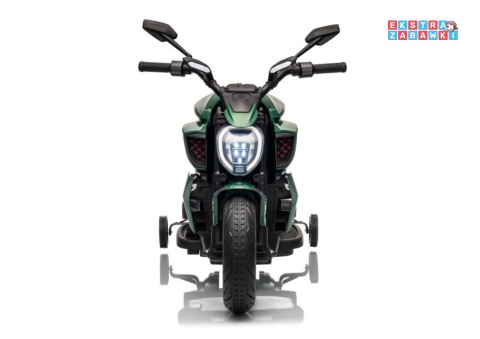 Zielony Motor Bentley Ducati Diavel V4 na akumulator - 2x45W 12V/4.5Ah, do 6km/h, EVA, LED, panel muzyczny - [28760]