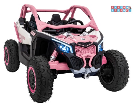 Maverick Turbo RR buggy na akumulator dwuosobowy - różowy, 2x320W, 24V/10Ah, ciche silniki, pompowane koła [CA001.STRONG]