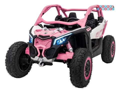 Maverick Turbo RR buggy na akumulator dwuosobowy - różowy, 2x320W, 24V/10Ah, ciche silniki, pompowane koła [CA001.STRONG]