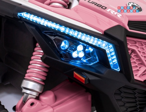Maverick Turbo RR buggy na akumulator dwuosobowy - różowy, 2x320W, 24V/10Ah, ciche silniki, pompowane koła [CA001.STRONG]