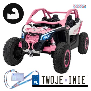 Maverick Turbo RR buggy na akumulator dwuosobowy - różowy, 2x320W, 24V/10Ah, ciche silniki, pompowane koła [CA001.STRONG]