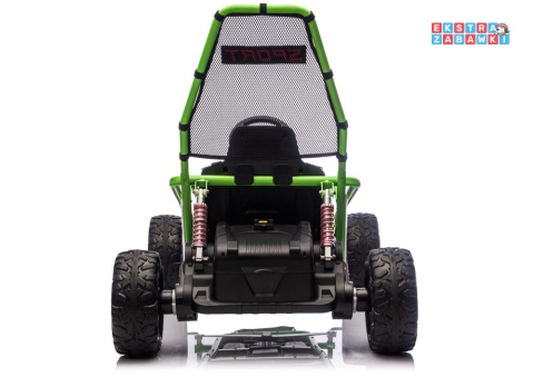 Zielony gokart z wyciszonymi silnikami DM-107 na akumulator - 2x200W 24V/7Ah, funkcja drift, EVA i plastik z tyłu, BT [29019]