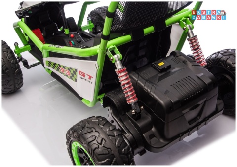 Zielony gokart z wyciszonymi silnikami DM-107 na akumulator - 2x200W 24V/7Ah, funkcja drift, EVA i plastik z tyłu, BT [29019]