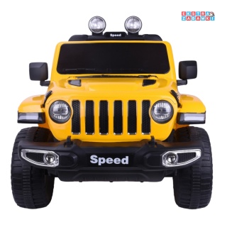 Żółte Lakierowane auto FT-938 na akumulator - 4x45W 12V/7Ah, EVA, LED, pilot, ekoskóra [25071]