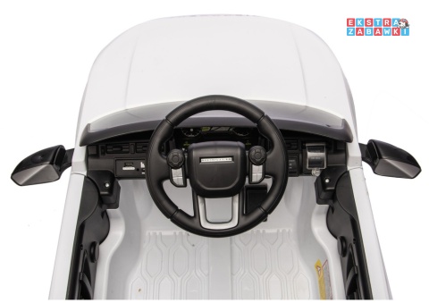 Biały Land Rover Discovery DLS-K06 na akumulator - 2x45W 12V/7Ah, EVA, Bluetooth, ekoskóra, pilot, automatyczny hamulec [28997]