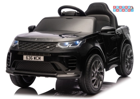 Czarny Land Rover Discovery DLS-K06 na akumulator - 2x45W 12V/7Ah, EVA, Bluetooth, ekoskóra, pilot, automatyczny hamulec [28998]