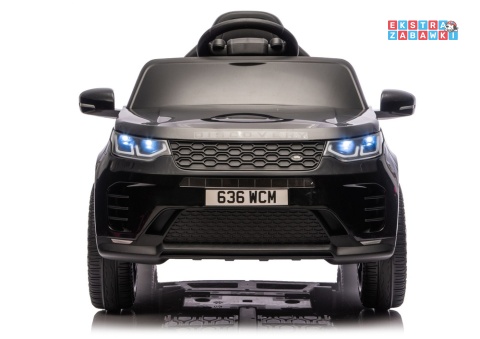 Czarny Land Rover Discovery DLS-K06 na akumulator - 2x45W 12V/7Ah, EVA, Bluetooth, ekoskóra, pilot, automatyczny hamulec [28998]