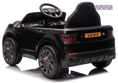 Czarny Land Rover Discovery DLS-K06 na akumulator - 2x45W 12V/7Ah, EVA, Bluetooth, ekoskóra, pilot, automatyczny hamulec [28998]