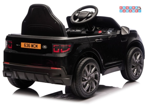 Czarny Land Rover Discovery DLS-K06 na akumulator - 2x45W 12V/7Ah, EVA, Bluetooth, ekoskóra, pilot, automatyczny hamulec [28998]