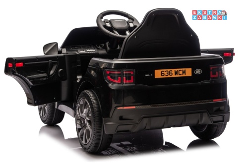 Czarny Land Rover Discovery DLS-K06 na akumulator - 2x45W 12V/7Ah, EVA, Bluetooth, ekoskóra, pilot, automatyczny hamulec [28998]