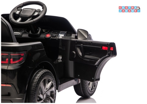 Czarny Land Rover Discovery DLS-K06 na akumulator - 2x45W 12V/7Ah, EVA, Bluetooth, ekoskóra, pilot, automatyczny hamulec [28998]