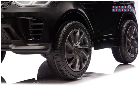 Czarny Land Rover Discovery DLS-K06 na akumulator - 2x45W 12V/7Ah, EVA, Bluetooth, ekoskóra, pilot, automatyczny hamulec [28998]