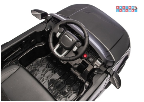 Czarny Land Rover Discovery DLS-K06 na akumulator - 2x45W 12V/7Ah, EVA, Bluetooth, ekoskóra, pilot, automatyczny hamulec [28998]