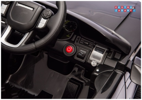 Czarny Land Rover Discovery DLS-K06 na akumulator - 2x45W 12V/7Ah, EVA, Bluetooth, ekoskóra, pilot, automatyczny hamulec [28998]