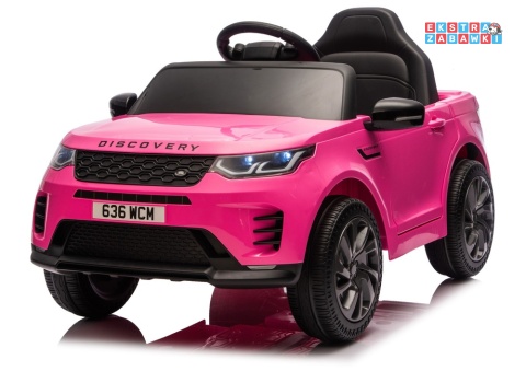 Różowy Land Rover Discovery DLS-K06 na akumulator - 2x45W 12V/7Ah, EVA, Bluetooth, ekoskóra, pilot, automatyczny hamulec [29000]