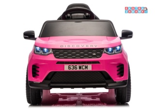 Różowy Land Rover Discovery DLS-K06 na akumulator - 2x45W 12V/7Ah, EVA, Bluetooth, ekoskóra, pilot, automatyczny hamulec [29000]