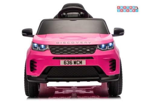 Różowy Land Rover Discovery DLS-K06 na akumulator - 2x45W 12V/7Ah, EVA, Bluetooth, ekoskóra, pilot, automatyczny hamulec [29000]