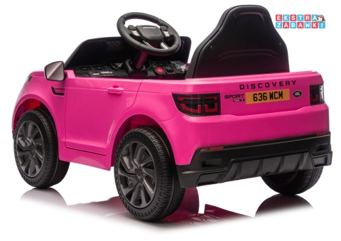 Różowy Land Rover Discovery DLS-K06 na akumulator - 2x45W 12V/7Ah, EVA, Bluetooth, ekoskóra, pilot, automatyczny hamulec [29000]