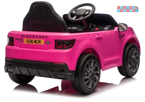 Różowy Land Rover Discovery DLS-K06 na akumulator - 2x45W 12V/7Ah, EVA, Bluetooth, ekoskóra, pilot, automatyczny hamulec [29000]