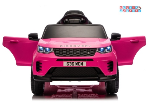 Różowy Land Rover Discovery DLS-K06 na akumulator - 2x45W 12V/7Ah, EVA, Bluetooth, ekoskóra, pilot, automatyczny hamulec [29000]