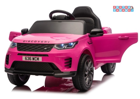 Różowy Land Rover Discovery DLS-K06 na akumulator - 2x45W 12V/7Ah, EVA, Bluetooth, ekoskóra, pilot, automatyczny hamulec [29000]