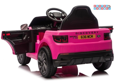 Różowy Land Rover Discovery DLS-K06 na akumulator - 2x45W 12V/7Ah, EVA, Bluetooth, ekoskóra, pilot, automatyczny hamulec [29000]