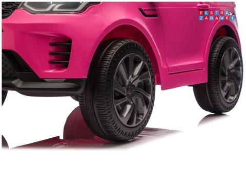 Różowy Land Rover Discovery DLS-K06 na akumulator - 2x45W 12V/7Ah, EVA, Bluetooth, ekoskóra, pilot, automatyczny hamulec [29000]