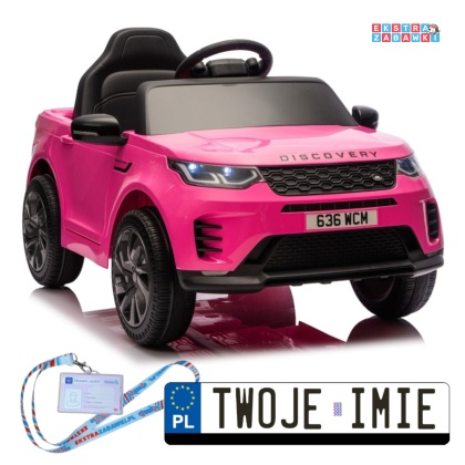 Różowy Land Rover Discovery DLS-K06 na akumulator - 2x45W 12V/7Ah, EVA, Bluetooth, ekoskóra, pilot, automatyczny hamulec [29000]