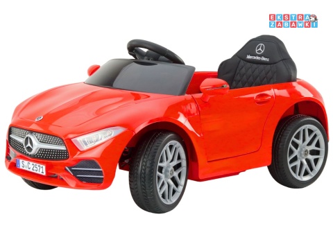 Czerwony Mercedes KL-1666-1 na akumulator - 2x35W 12V/4.5Ah, EVA, LED, Bluetooth, ekoskóra, pilot, automatyczny hamulec [22723]