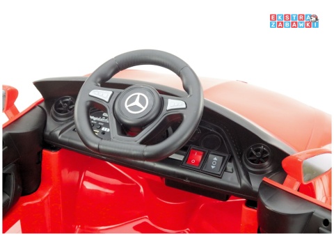 Czerwony Mercedes KL-1666-1 na akumulator - 2x35W 12V/4.5Ah, EVA, LED, Bluetooth, ekoskóra, pilot, automatyczny hamulec [22723]
