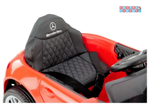 Czerwony Mercedes KL-1666-1 na akumulator - 2x35W 12V/4.5Ah, EVA, LED, Bluetooth, ekoskóra, pilot, automatyczny hamulec [22723]