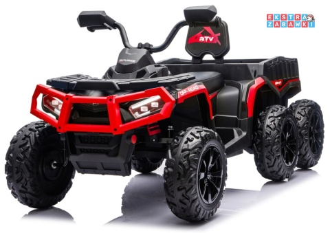 Czerwony Quad ATV JC606 na akumulator - 4x200W 24V/7Ah, EVA, ekoskóra, LED, Bluetooth, pilot [27935]