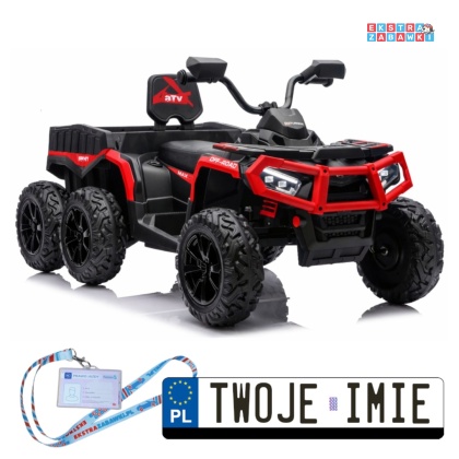 Czerwony Quad ATV JC606 na akumulator - 4x200W 24V/7Ah, EVA, ekoskóra, LED, Bluetooth, pilot [27935]