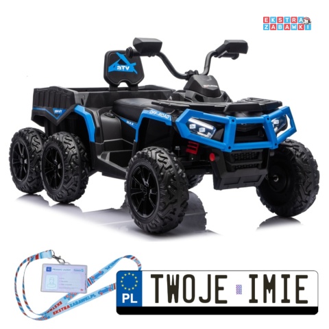 Niebieski Quad ATV 6 kół JC606 na akumulator - 4x200W, 24V/7Ah, EVA, ekoskóra, LED, Bluetooth, pilot [27933]