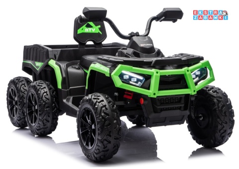 Zielony Quad ATV 6 kół JC606 na akumulator - 4x200W, 24V/7Ah, EVA, ekoskóra, LED, Bluetooth, pilot [27934]