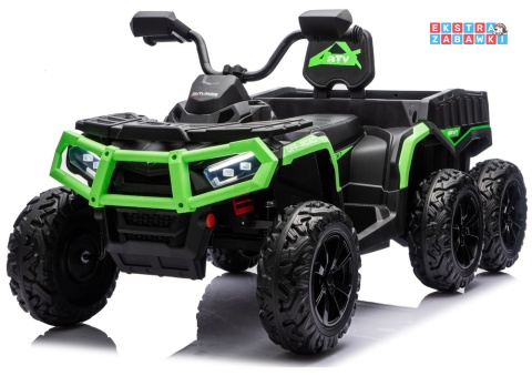 Zielony Quad ATV 6 kół JC606 na akumulator - 4x200W, 24V/7Ah, EVA, ekoskóra, LED, Bluetooth, pilot [27934]