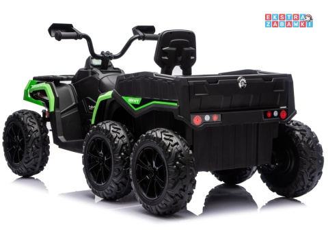 Zielony Quad ATV 6 kół JC606 na akumulator - 4x200W, 24V/7Ah, EVA, ekoskóra, LED, Bluetooth, pilot [27934]