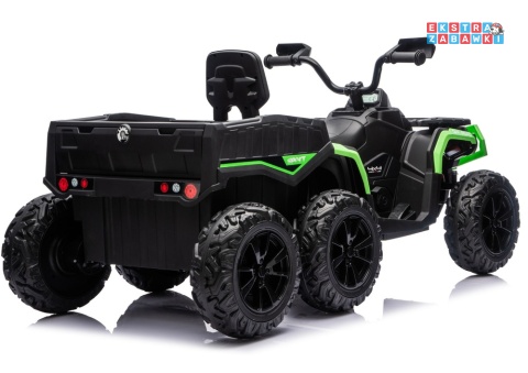 Zielony Quad ATV 6 kół JC606 na akumulator - 4x200W, 24V/7Ah, EVA, ekoskóra, LED, Bluetooth, pilot [27934]