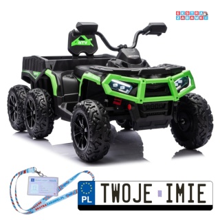 Zielony Quad ATV 6 kół JC606 na akumulator - 4x200W, 24V/7Ah, EVA, ekoskóra, LED, Bluetooth, pilot [27934]