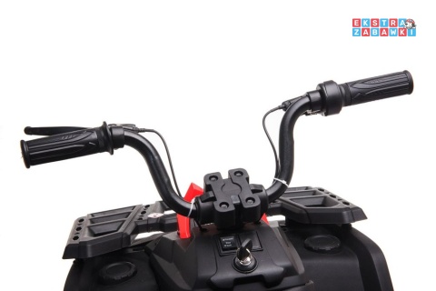 Czerwony Quad JC333 na akumulator - 2x200W 12V/9Ah, EVA, LED, kluczyk, panel audio, do 8km/h [8272]